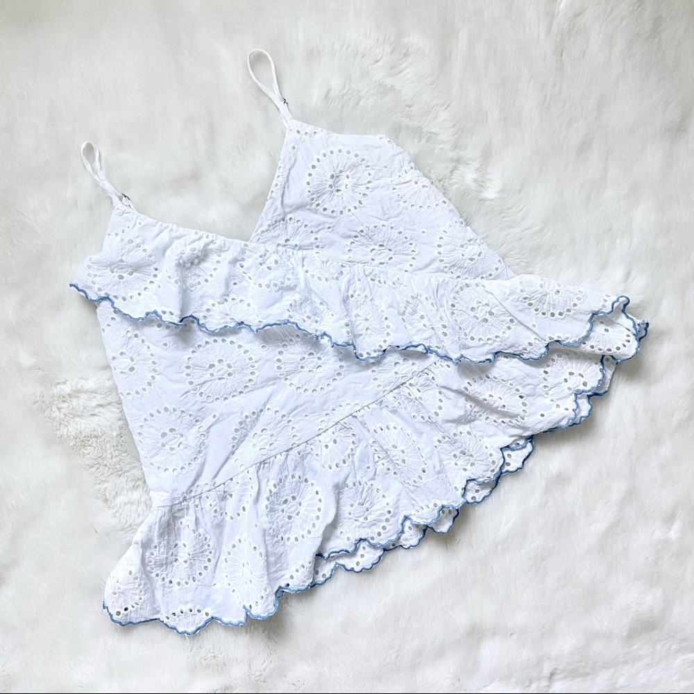 Sugarlips Eyelet White Peplum Blouse